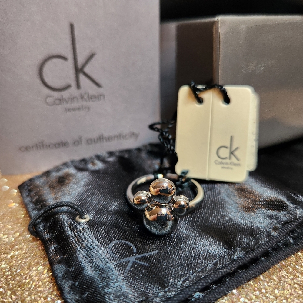 Calvin Klein Paw 🐾 Print Spinner Silver Ring All Inclusive Box, COA, Pouch NWT